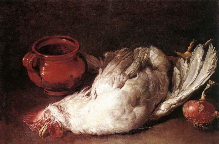 CERUTI, Giacomo Still-Life with Hen, Onion and Pot Spain oil painting art